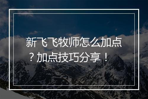 新飞飞牧师怎么加点？加点技巧分享！