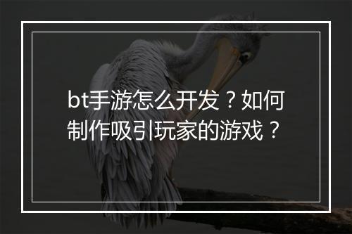 bt手游怎么开发？如何制作吸引玩家的游戏？
