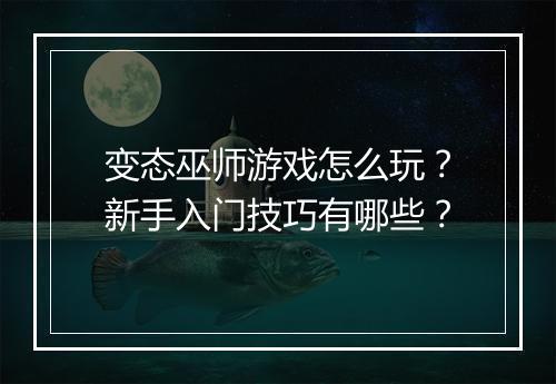 变态巫师游戏怎么玩？新手入门技巧有哪些？