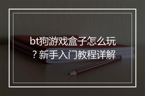 bt狗游戏盒子怎么玩?新手入门教程详解