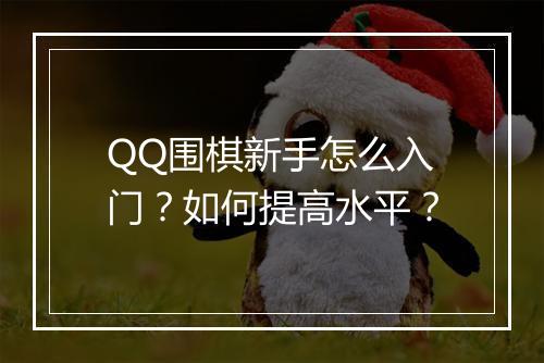 QQ围棋新手怎么入门？如何提高水平？