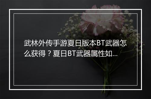 武林外传手游夏日版本BT武器怎么获得？夏日BT武器属性如何？