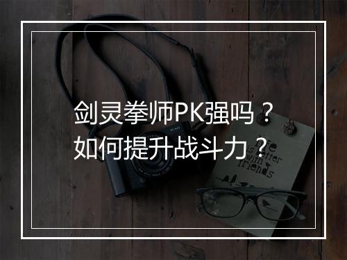 剑灵拳师PK强吗？如何提升战斗力？