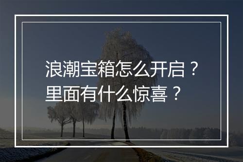 浪潮宝箱怎么开启？里面有什么惊喜？