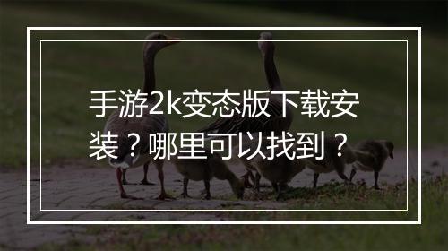 手游2k变态版下载安装?哪里可以找到?
