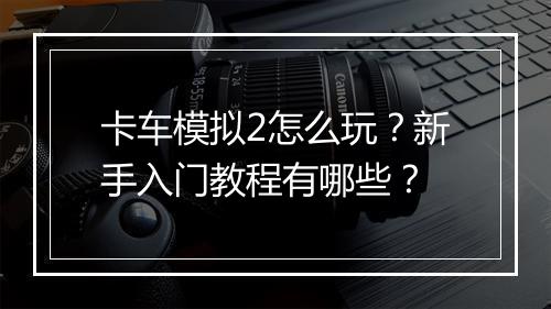 卡车模拟2怎么玩?新手入门教程有哪些?