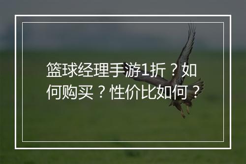 篮球经理手游1折?如何购买?性价比如何?