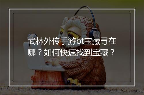 武林外传手游bt宝藏寻在哪？如何快速找到宝藏？