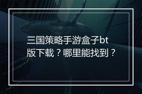 三国策略手游盒子bt版下载？哪里能找到？