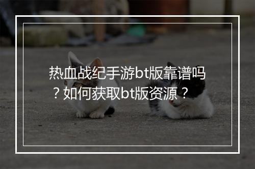 热血战纪手游bt版靠谱吗？如何获取bt版资源？