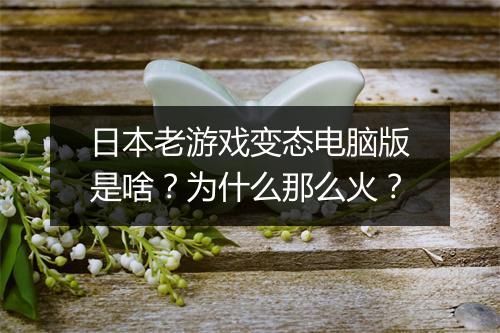 日本老游戏变态电脑版是啥？为什么那么火？