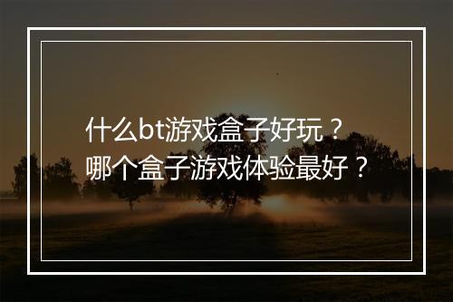 什么bt游戏盒子好玩？哪个盒子游戏体验最好？