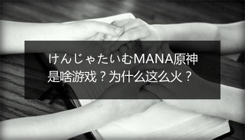 けんじゃたいむMANA原神是啥游戏?为什么这么火?