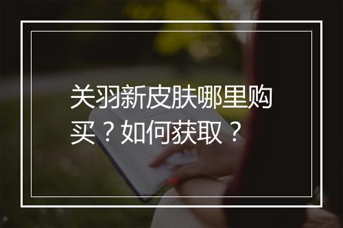 关羽新皮肤哪里购买？如何获取？
