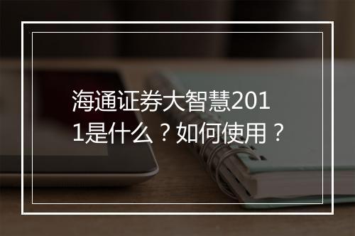 海通证券大智慧2011是什么？如何使用？