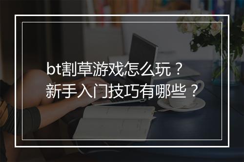 bt割草游戏怎么玩？新手入门技巧有哪些？