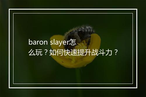 baron slayer怎么玩？如何快速提升战斗力？
