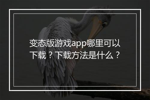 变态版游戏app哪里可以下载?下载方法是什么?