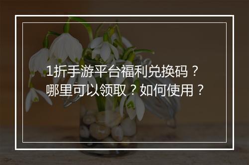 1折手游平台福利兑换码？哪里可以领取？如何使用？