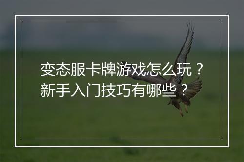 变态服卡牌游戏怎么玩?新手入门技巧有哪些?
