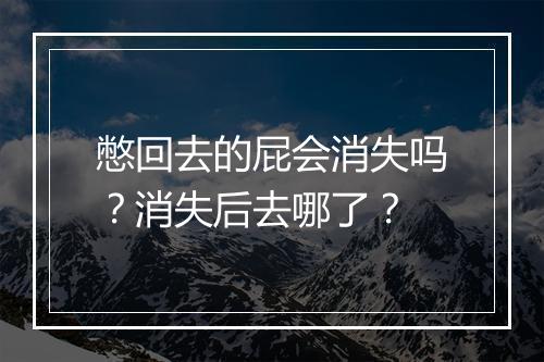 憋回去的屁会消失吗？消失后去哪了？