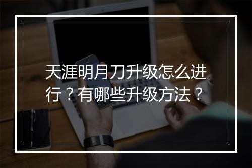 天涯明月刀升级怎么进行?有哪些升级方法?