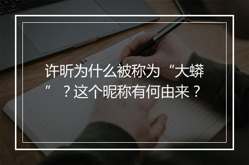 许昕为什么被称为“大蟒”?这个昵称有何由来?
