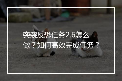 突袭反恐任务2.6怎么做？如何高效完成任务？