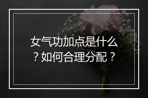 女气功加点是什么？如何合理分配？