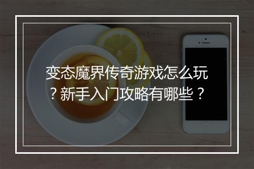 变态魔界传奇游戏怎么玩？新手入门攻略有哪些？