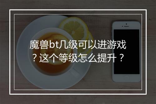 魔兽bt几级可以进游戏？这个等级怎么提升？