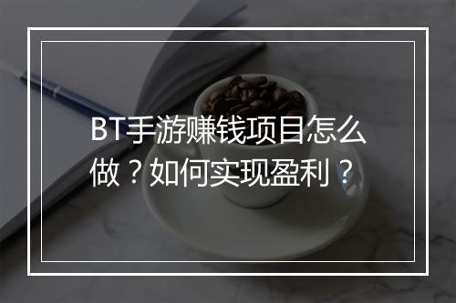 BT手游赚钱项目怎么做？如何实现盈利？