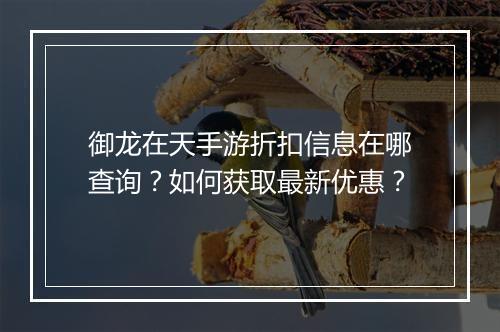 御龙在天手游折扣信息在哪查询?如何获取最新优惠?