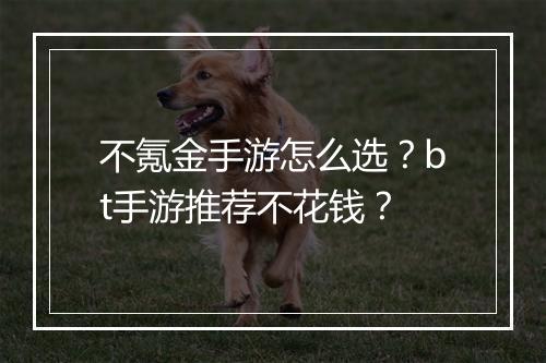 不氪金手游怎么选？bt手游推荐不花钱？
