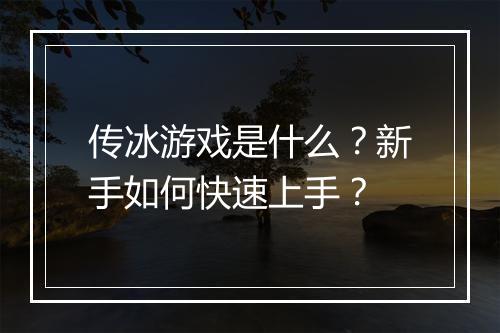 传冰游戏是什么?新手如何快速上手?
