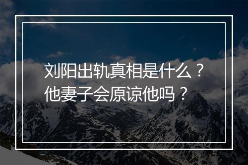 刘阳出轨真相是什么？他妻子会原谅他吗？