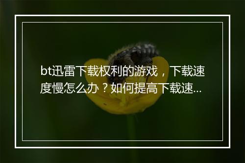bt迅雷下载权利的游戏，下载速度慢怎么办？如何提高下载速度？