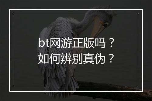bt网游正版吗?如何辨别真伪?