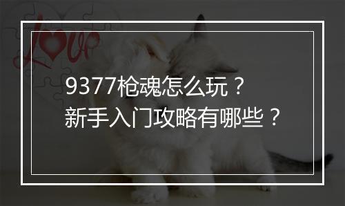 9377枪魂怎么玩？新手入门攻略有哪些？