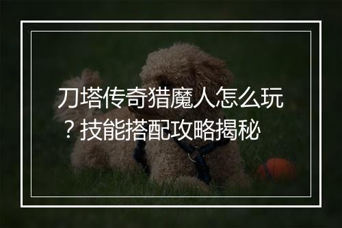 刀塔传奇猎魔人怎么玩?技能搭配攻略揭秘