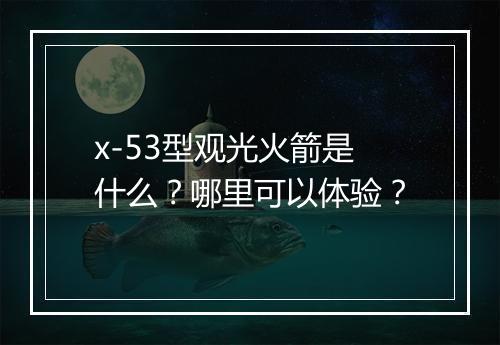 x-53型观光火箭是什么？哪里可以体验？