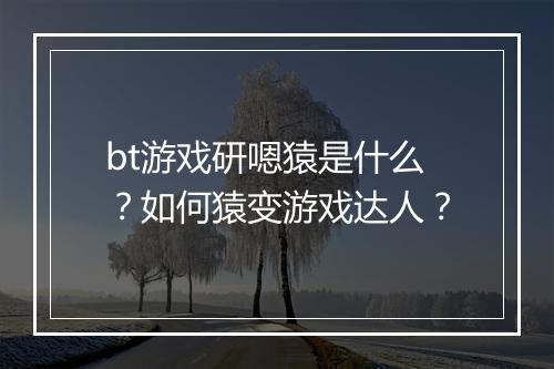 bt游戏研嗯猿是什么?如何猿变游戏达人?