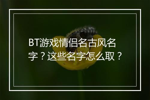 BT游戏情侣名古风名字？这些名字怎么取？