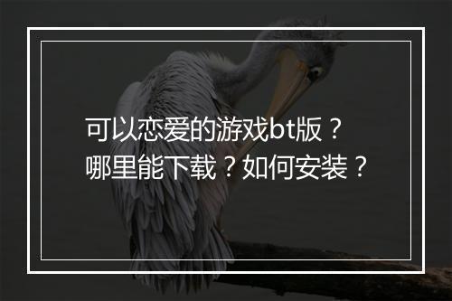 可以恋爱的游戏bt版？哪里能下载？如何安装？