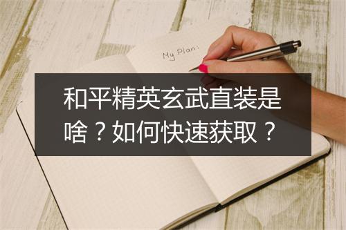 和平精英玄武直装是啥？如何快速获取？