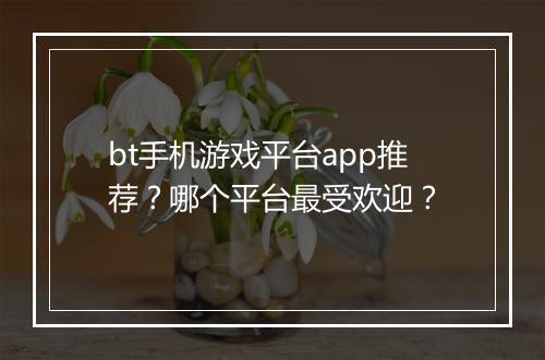 bt手机游戏平台app推荐？哪个平台最受欢迎？