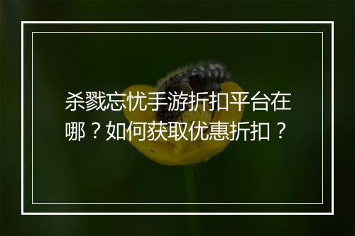 杀戮忘忧手游折扣平台在哪?如何获取优惠折扣?