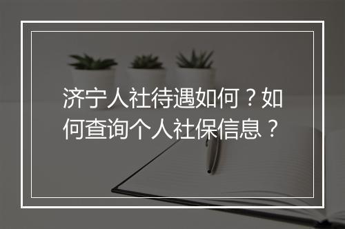 济宁人社待遇如何?如何查询个人社保信息?