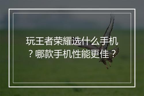 玩王者荣耀选什么手机?哪款手机性能更佳?