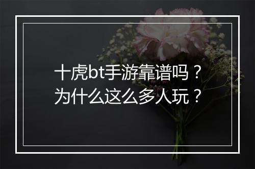 十虎bt手游靠谱吗?为什么这么多人玩?
